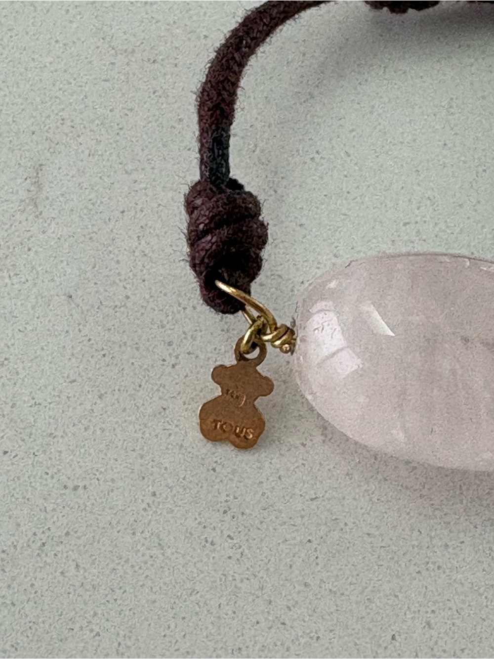 TOUS Cord Bracelet Natural Stones Green Aventurine & Rose Quartz Bear Charm - Picture 6 of 9